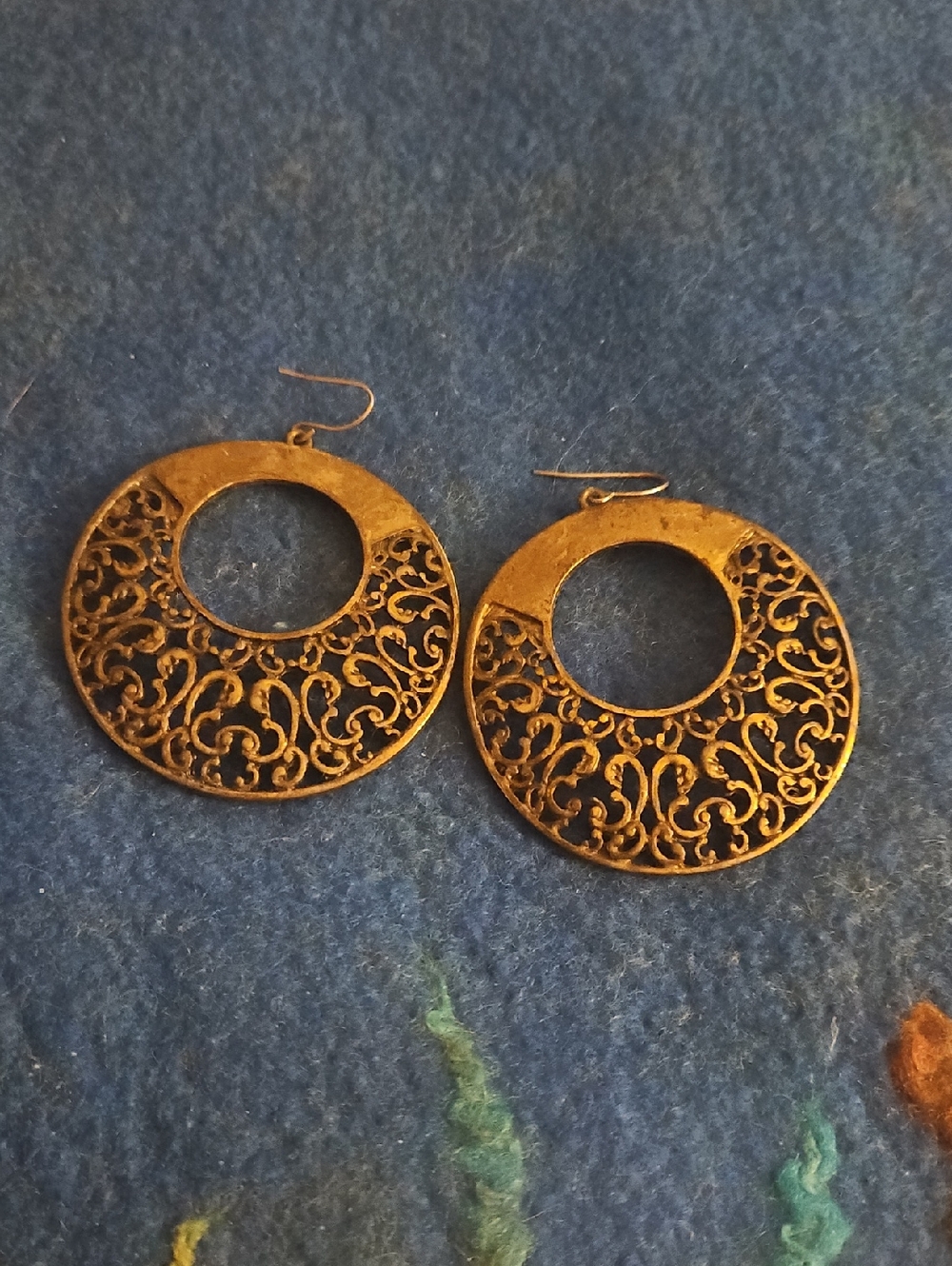 4 For $15 Gold Filigree Metal Hoop Drop Earrings